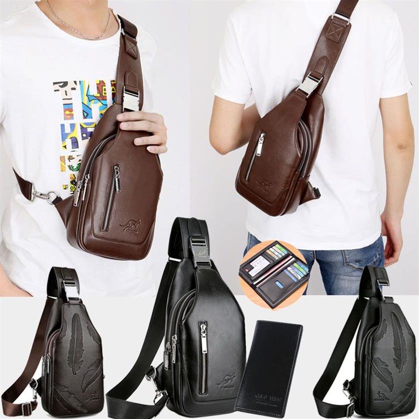 Bolsos de cuero de vaca para hombre, bolso de hombro en el pecho, bolso cruzado, bolsos de mensajero, paquete de Hamburgo, bolso táctico militar Headp271R