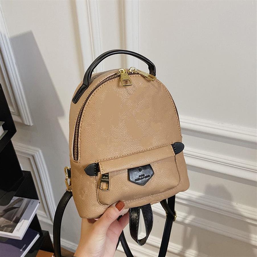 Brand Letter Embossed backpack Pu leather Design Mini women Backpacks European and American Fashion Student High Capacity men blac2958