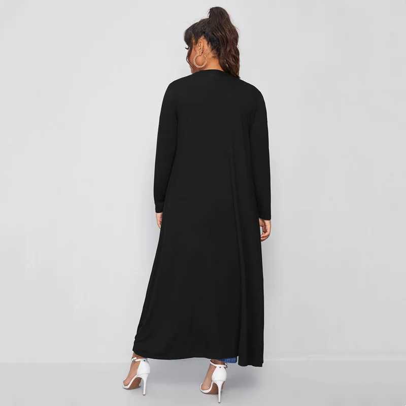 Women's Trench Coats Plus Size Spring Elegant Maxi Cardigan Women Long Sleeve Open Front Loose Black Casual Cardigan Plus Size Women Clothing 6XL 7XLL231122