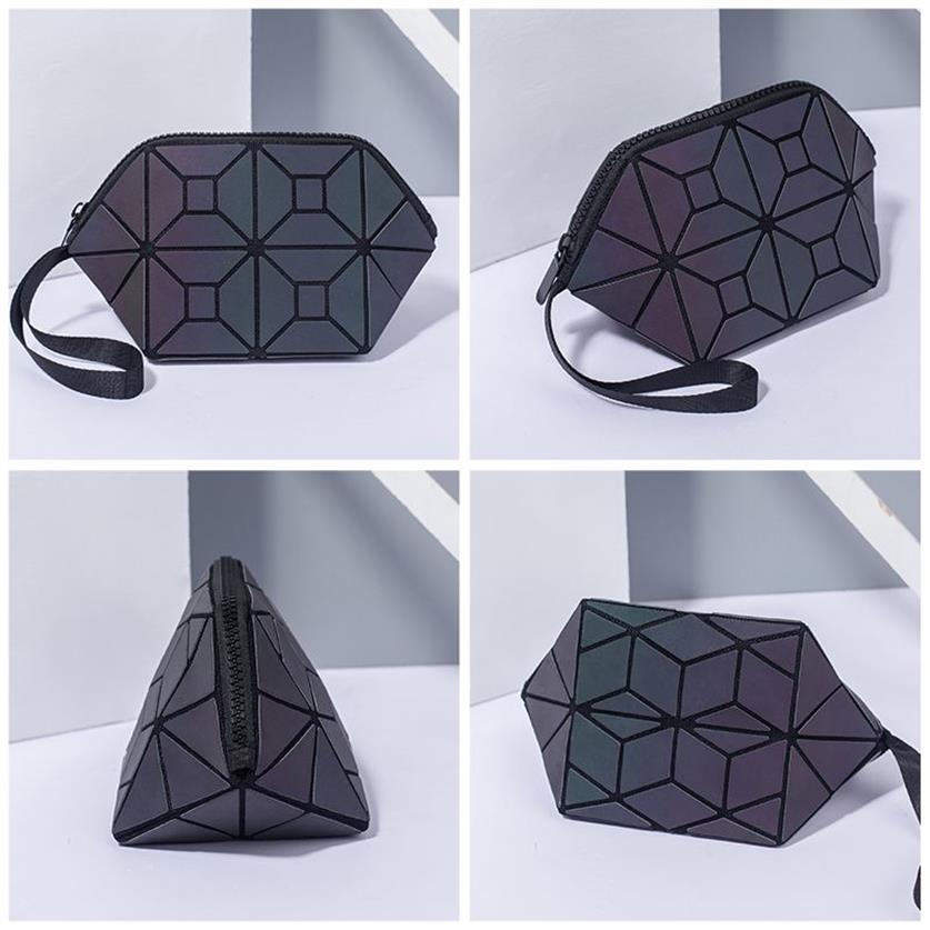 HBP Lovevook Women Makeup Bags PUレザースモールクラッチメス、旅行幾何学バッグluminous colo282pのための短いストラップ化粧品バッグ