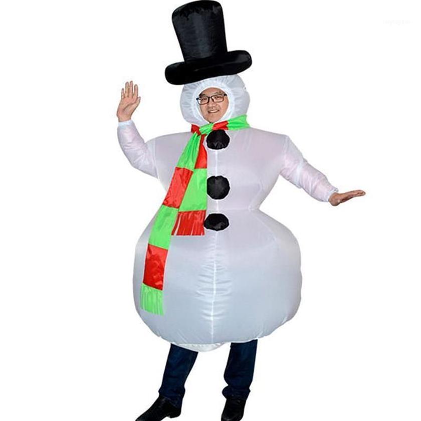 Máscaras de festa Natal inflável boneco de neve traje terno para adultos Halloween Cosplay FP812704