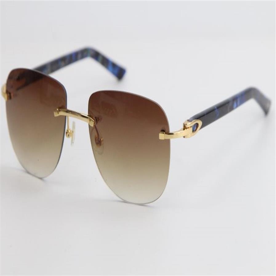 decoration Rimless Metal Mix Marble Blue Plank 8200860 Sunglasses Fashion High Quality Sunglasses UV400 Eyewear Male and Female Ho177d