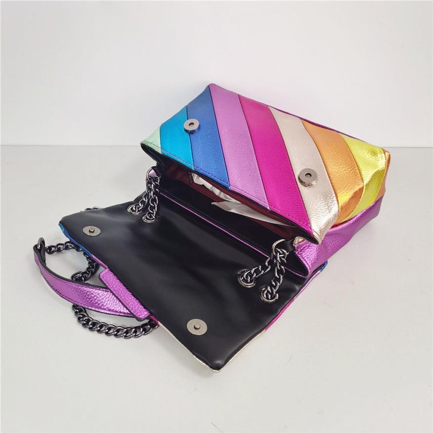 Eagle Head Kurt Geiger Bag Rainbow Women Handväska Jointing Colorful Cross Body Bag Patchwork Clutch2159