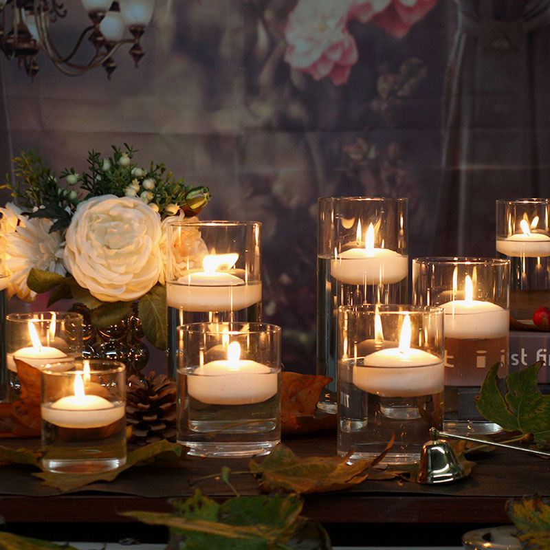 suporte de vela de pilar de vidro de furacão alto cilindro de vidro flutuante suporte de vela votiva vasos para velas para peças centrais de mesa de casa decoração de festa de Natal