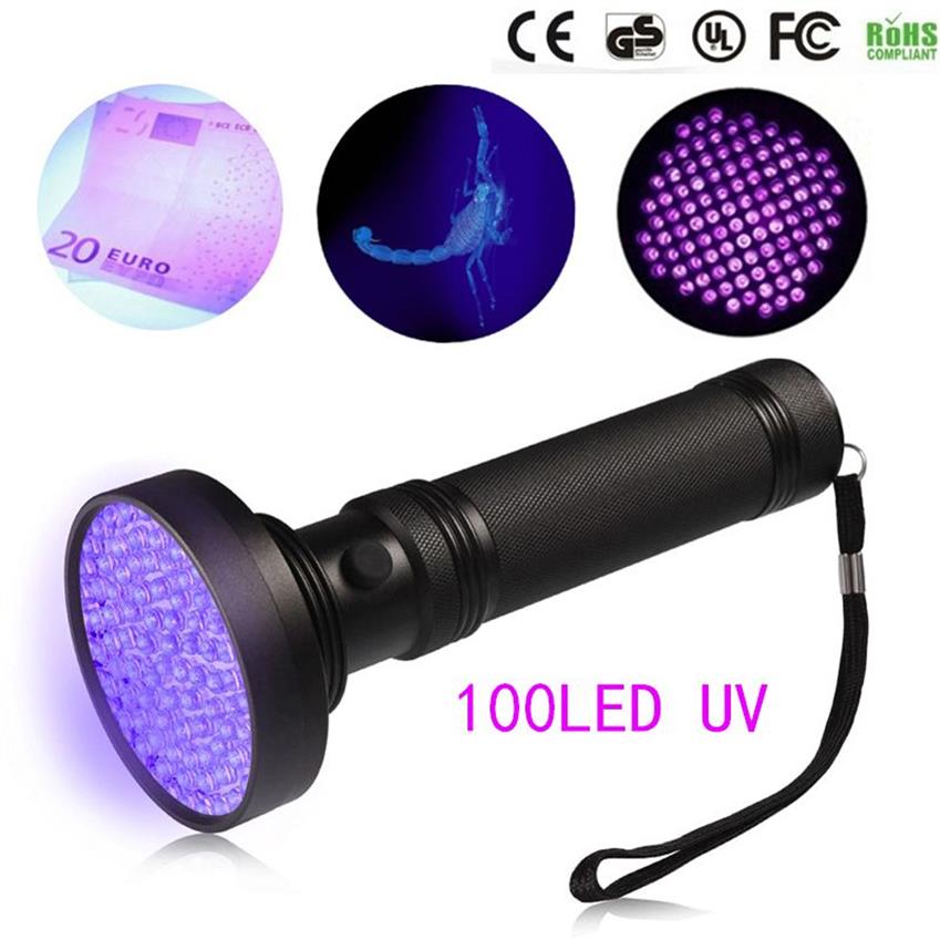 18W UVブラックライト懐中電灯100 LED UV Light and Blacklight for Home El Ellsiption Pet Pet urine染色LED Spotligh243C