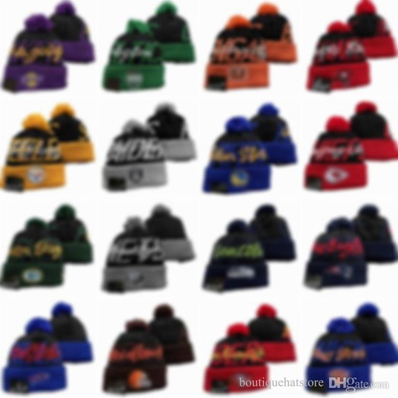 Berretti di colori misti di alta qualità con pompon divertente Moda classica Casual Baseball Finale Tutte le squadre Winter Wool Skullies Berretto da calcio 313b