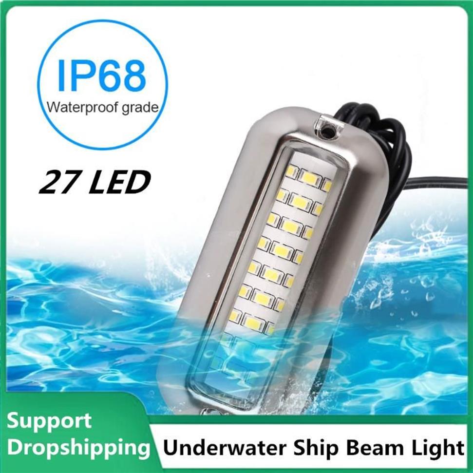 Ponton sous-marin universel en acier inoxydable, 12V Led 27, étanche, lumière de tableau arrière de bateau, blanc et bleu, modules 298d