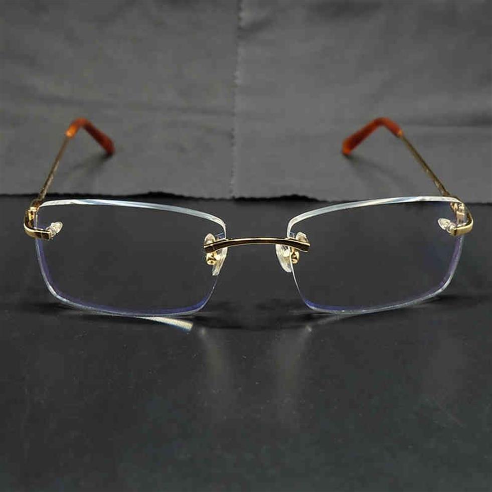 Rimless Clear Eye Glasses Frames Mens Transparent Optical Spectacles Metal Carter Deisgner Eyewear Fill Prescription Glasses327V