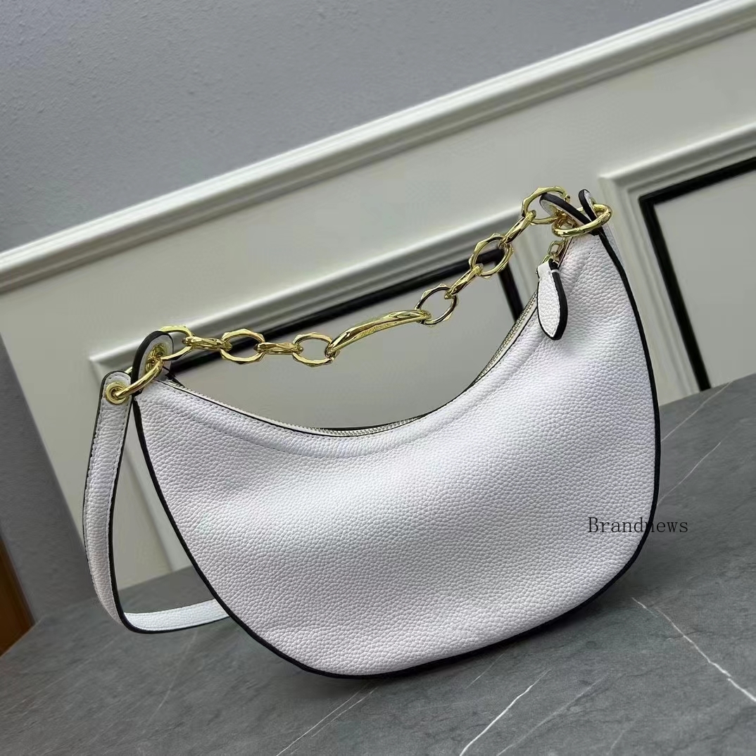 Designer Real Cuir Hobo Cowhide Moon Lune Sac avec courroie de chaîne et bracelet en cuir Embrayages de marque de marque Saves sous les bras et sacs à main Sac à bandoulière 2547