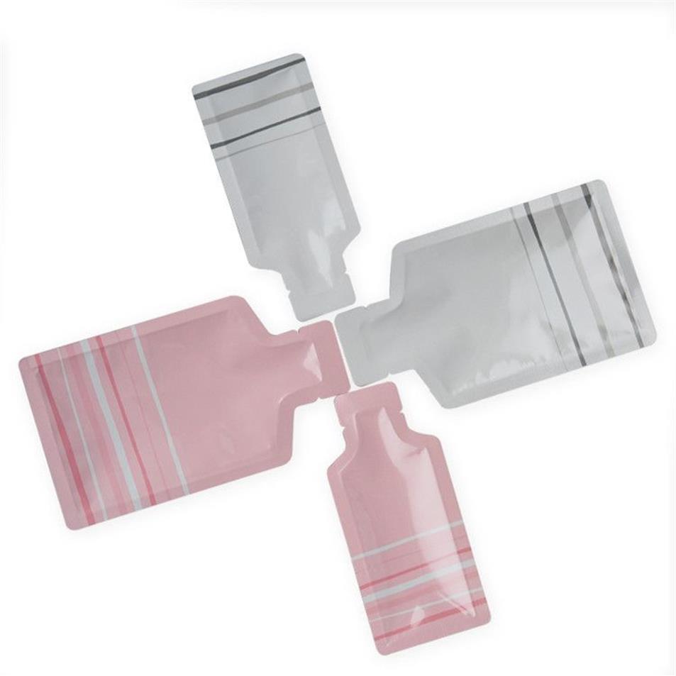 300 pezzi piccola rosa bianca a forma di bottiglia foglio di alluminio sacchetto aperto borsa in polvere crema shampoo liquido prova termosaldatura sacchetti di imballaggio218s