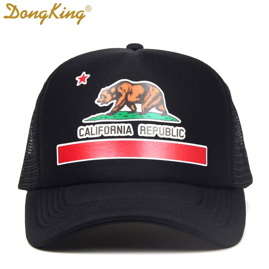 DongKing Moda Caminhoneiro Chapéu Bandeira da Califórnia Snapback Malha Boné Retro Califórnia Amor Vintage Califórnia República Urso Top D1811060266o