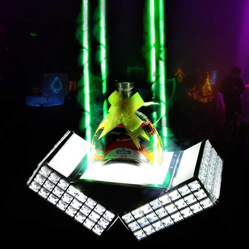 Bar Nightclub Metal Castle LED Light Base Whisky Wine Champagne Display Carrier Holder Bottle Presenter Glorifier med laser