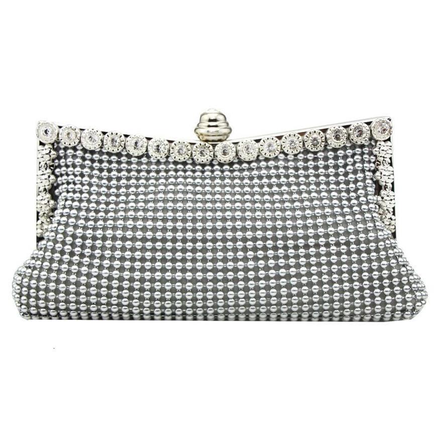 Sacs de soirée Sac d'embrayage en or Perle de perle de perle élégante sacs de fête de fête vintage Fashion Bridal Purse Silver Handbag 230106270Y