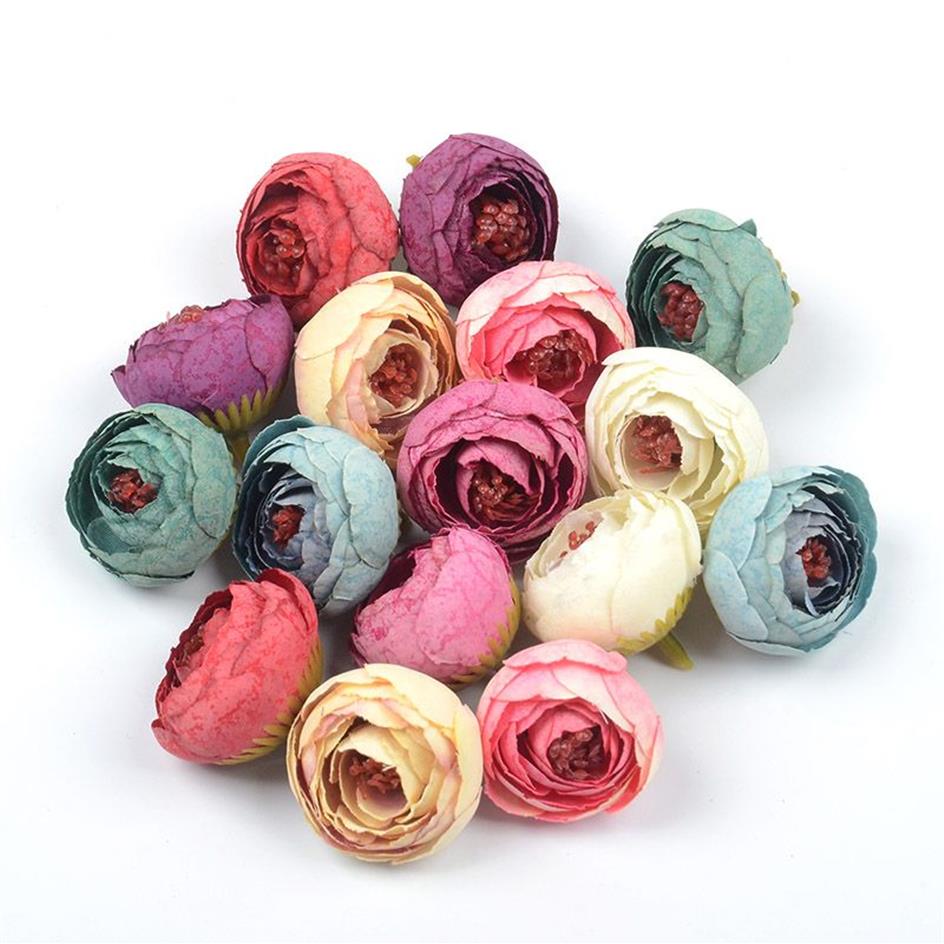 4CM Soie Rose Bud Têtes De Fleurs Artificielles Pour La Décoration De Salle De Mariage DIY Couronne Boîte Cadeau Scrapbooking Artisanat Faux Flowers279r