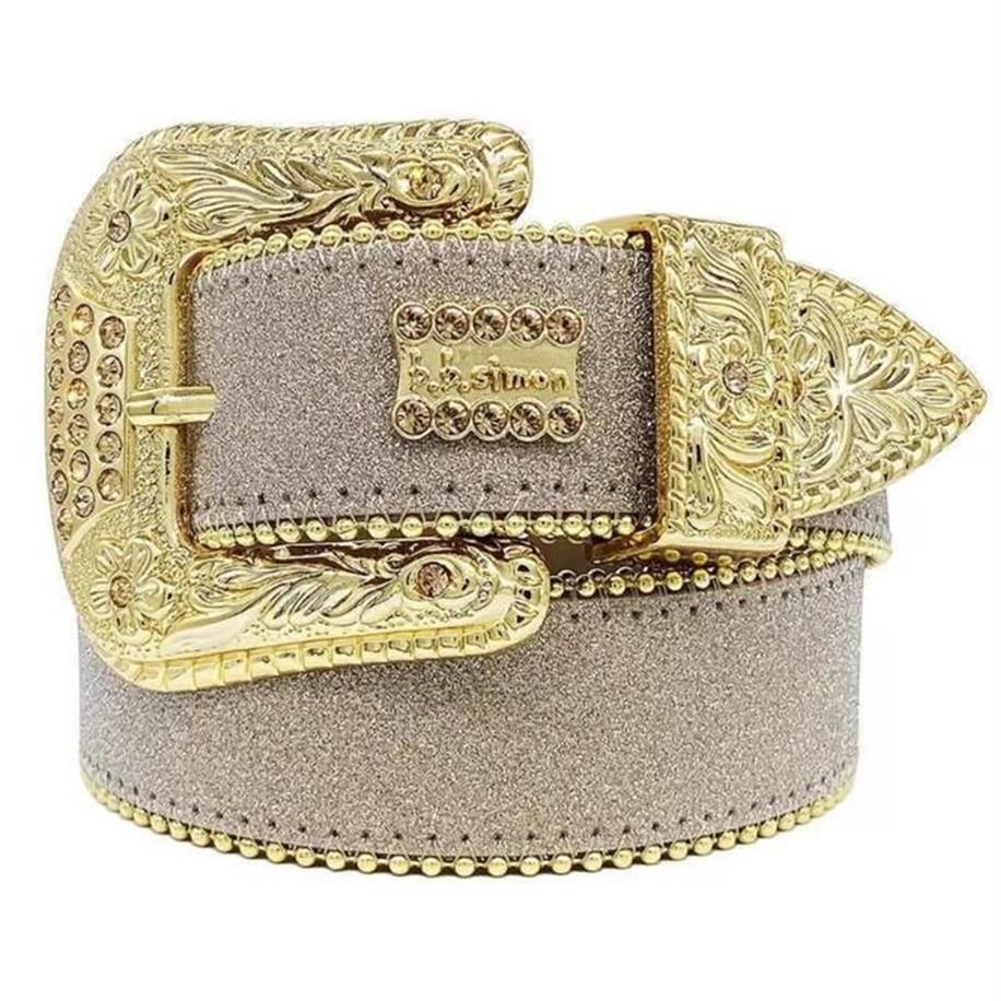 Ceintures de mode pour femmes et hommes, ceinture en strass Bb Simon avec strass scintillants, cadeau 292n, 2022