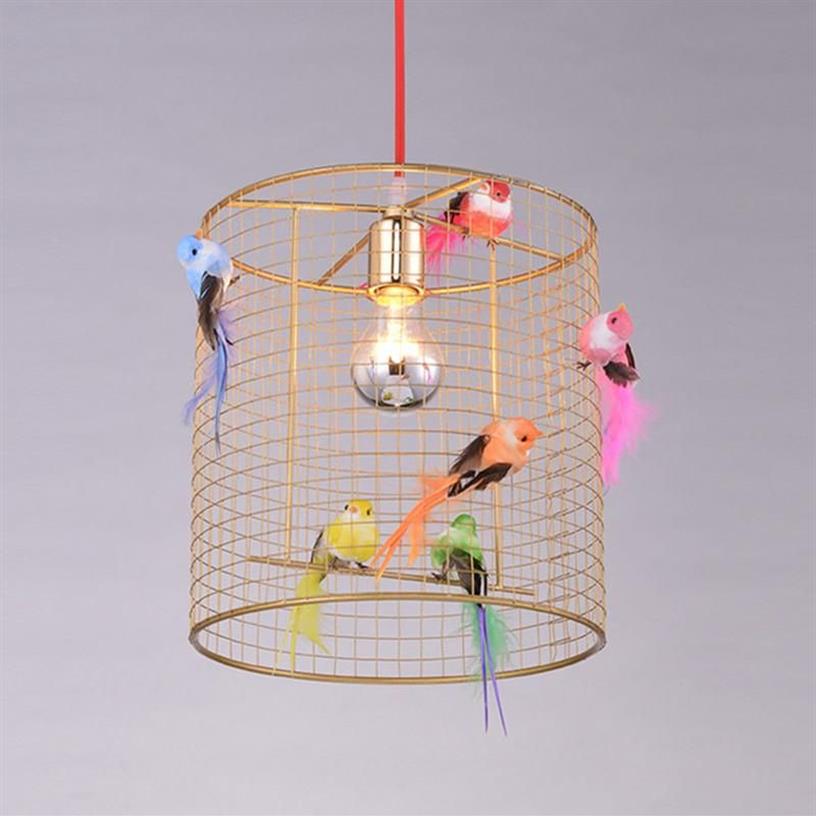 Nowoczesny złoty żelazny żyrandol Creative Country Restaurant Bird Cage Art E27 Dekoracyjne oświetlenie