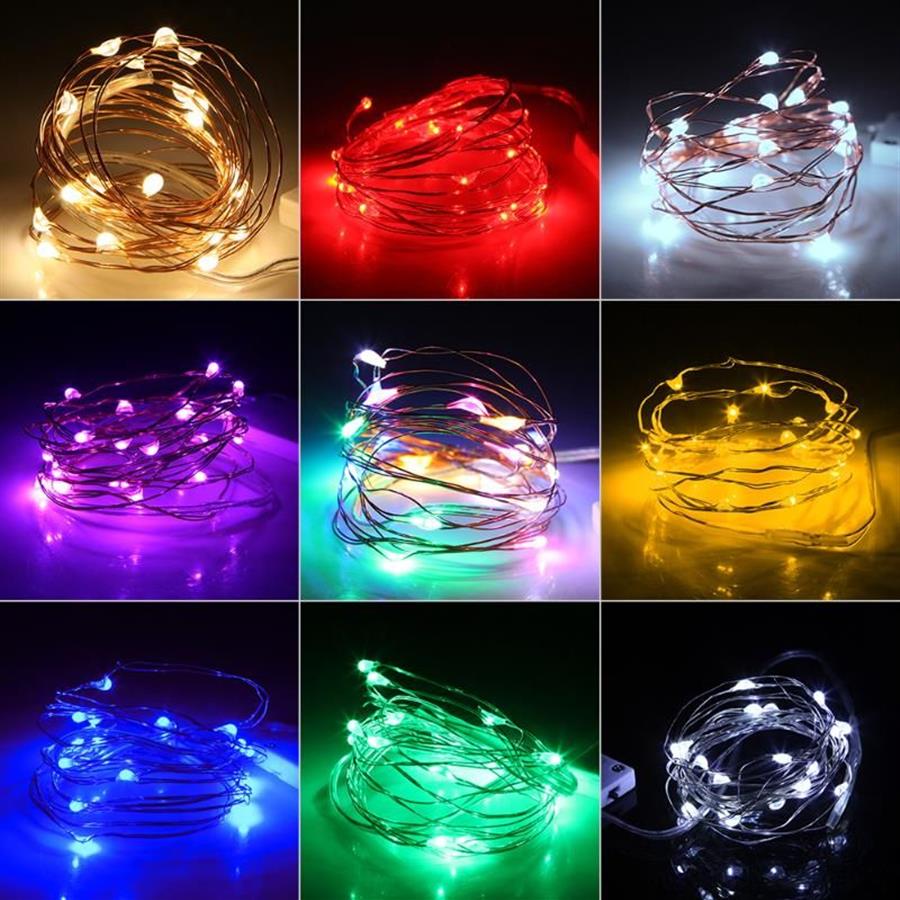 Strings / à piles 20 30 LED mini guirlandes de fées étanches fil de cuivre luciole étoilée pour bricolage fête de mariage 2787