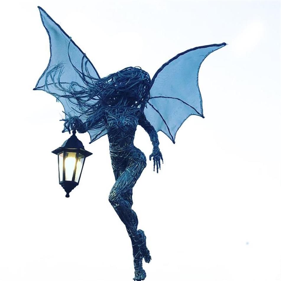 Escultura de resina luminosa de elfo con figura para jardín, estatua para exteriores, adornos artísticos para Patio, lámparas de césped, Patio255b