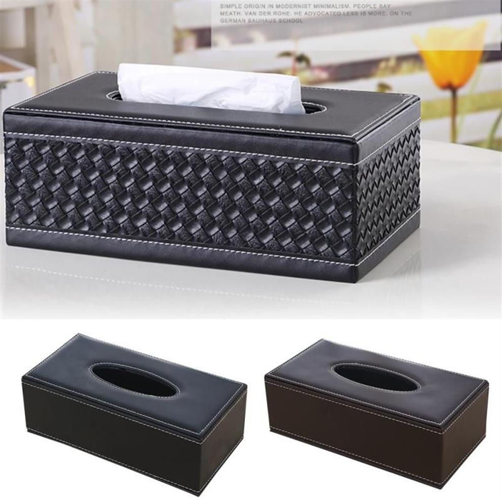 Porte-papier de soie en cuir PU, grande boîte rectangulaire anti-humidité, porte-serviettes pour la maison, le bureau, le Restaurant, Black278n