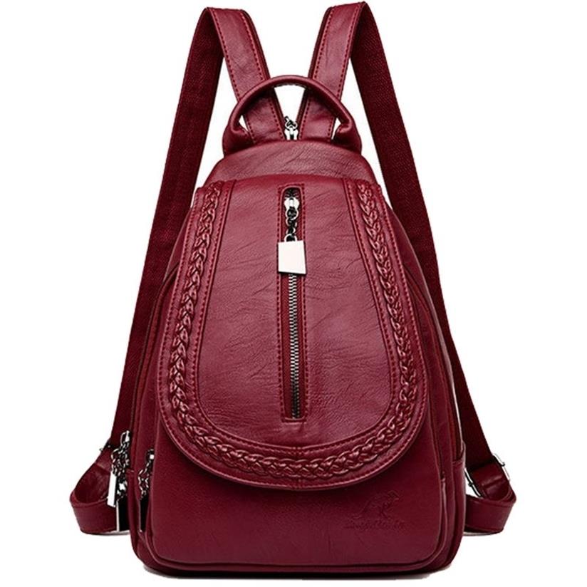 Women Leather Backpacks Zipper Female Chest Bag Sac a Dos Travel Back Pack Ladies Bagpack Mochilas School Bags For Teenage Girls Y258t