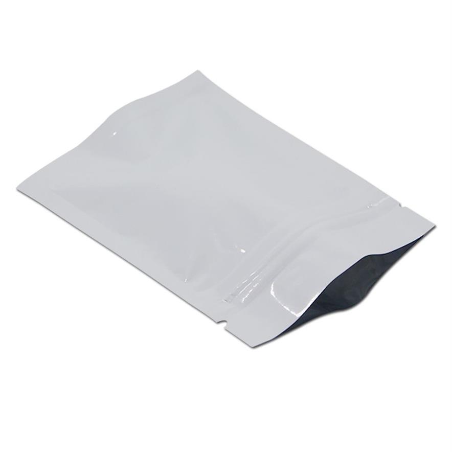 biała aluminiowa folia ziplock paczka żywnościowa torba do samozwańca zamek błyskawiczny Mylar Foil Bag na cukierki Dookies Opakowanie herbaty 201021255v