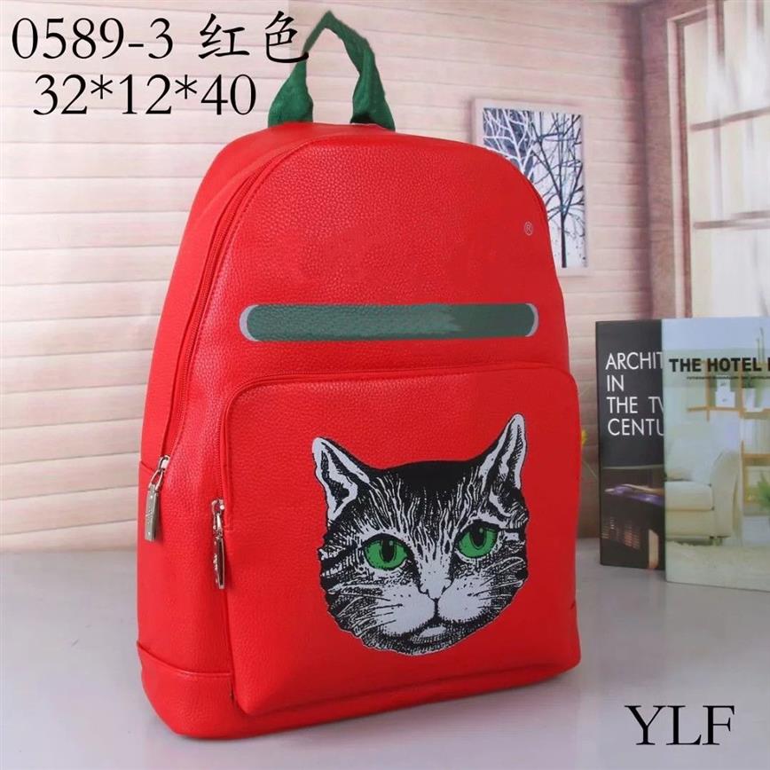 Fashion Leather large capacity men's backpack female backpack cat black red 32 12 40cm276t