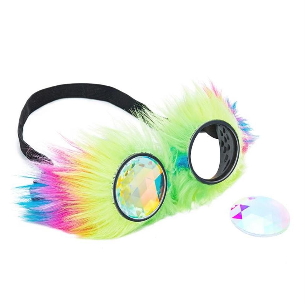 Lunettes de soleil G F GOGGLE Kaléidoscope Coloré Fluff Cadre Desgin Lunettes Steampunk Femmes Rétro Lunettes Hommes Fête Diffractée LensSung272M