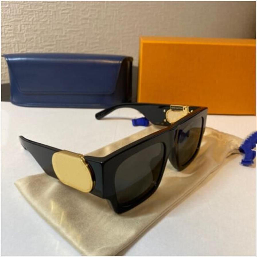 Gafas de sol Marco de enlace Lente Negro Logotipo dorado Gafas de sol unisex Hombres mujeres hombre gafas de sol para hombre Moda Protección UV400 con caja Case2992