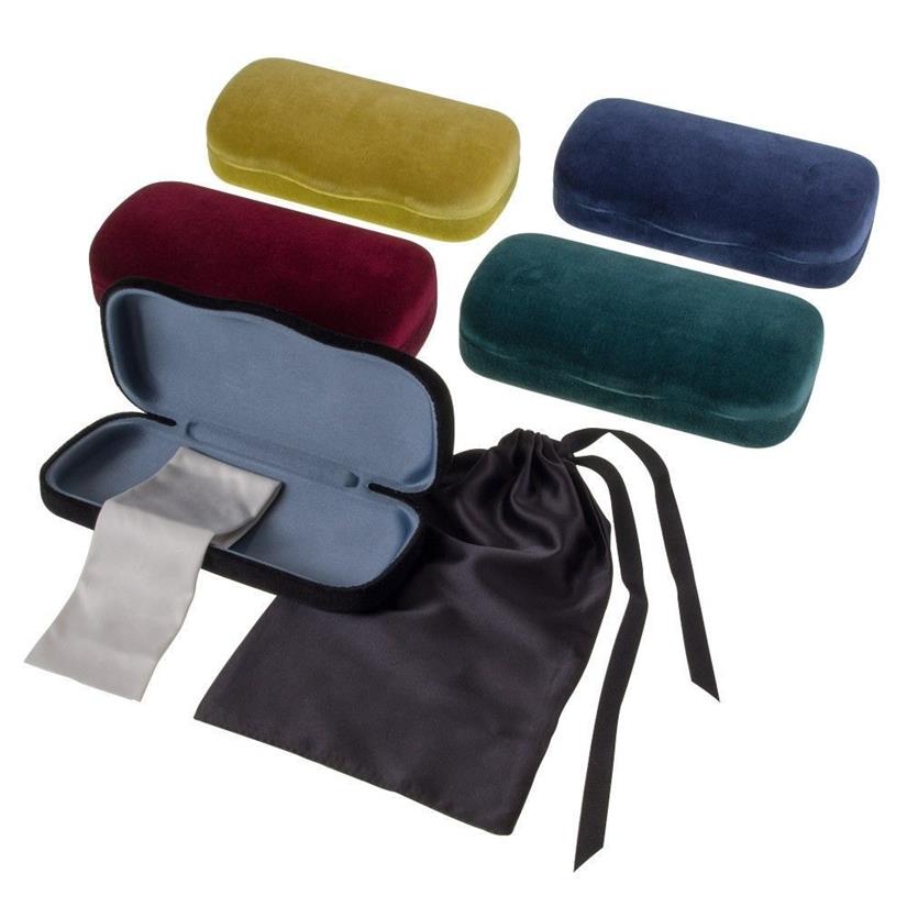 Novos óculos de sol caso óculos preto verde vermelho azul roxo veludo clamshell pequeno caso veludo óculos de sol caso duro bolsa clea271d