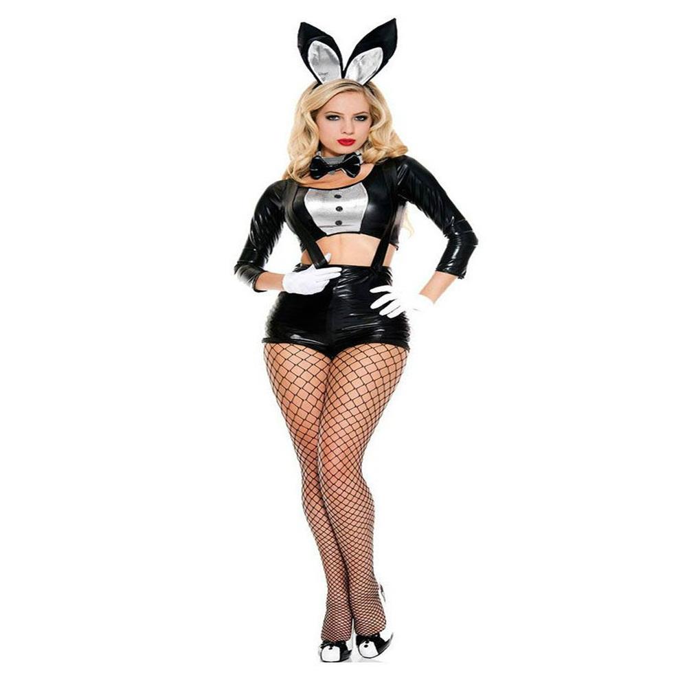 Halloween Easter Bunny Girl Costume Women Rabbit Cosplay Outfit Magician Clothes Sexy Black Dance Party Uniforms339l