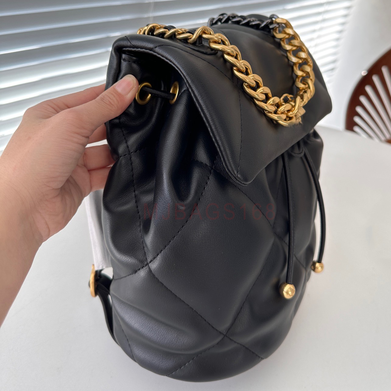 New Arrivals Backpack Designer Shoulder Bag 24C19bag Luxury Backpack Gold Leather Drawstring Bag Classic Diamond Pattern Bag Sheepskin Hardware Chain Handbag