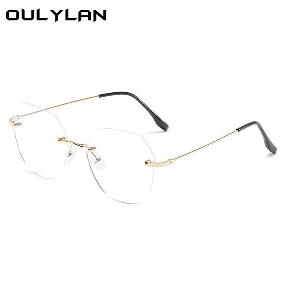 Mode zonnebrilmonturen Oulylan metalen frame transparante bril heren dames blauw licht blokkerende brillen randloze brillen helder L316J