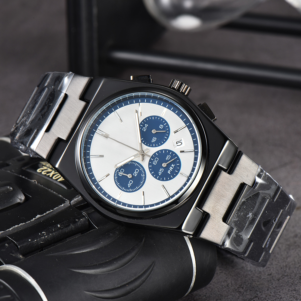 Orologi da polso di marca completa da uomo multifunzione in acciaio con cinturino in metallo al quarzo con logo orologio di lusso TT 77