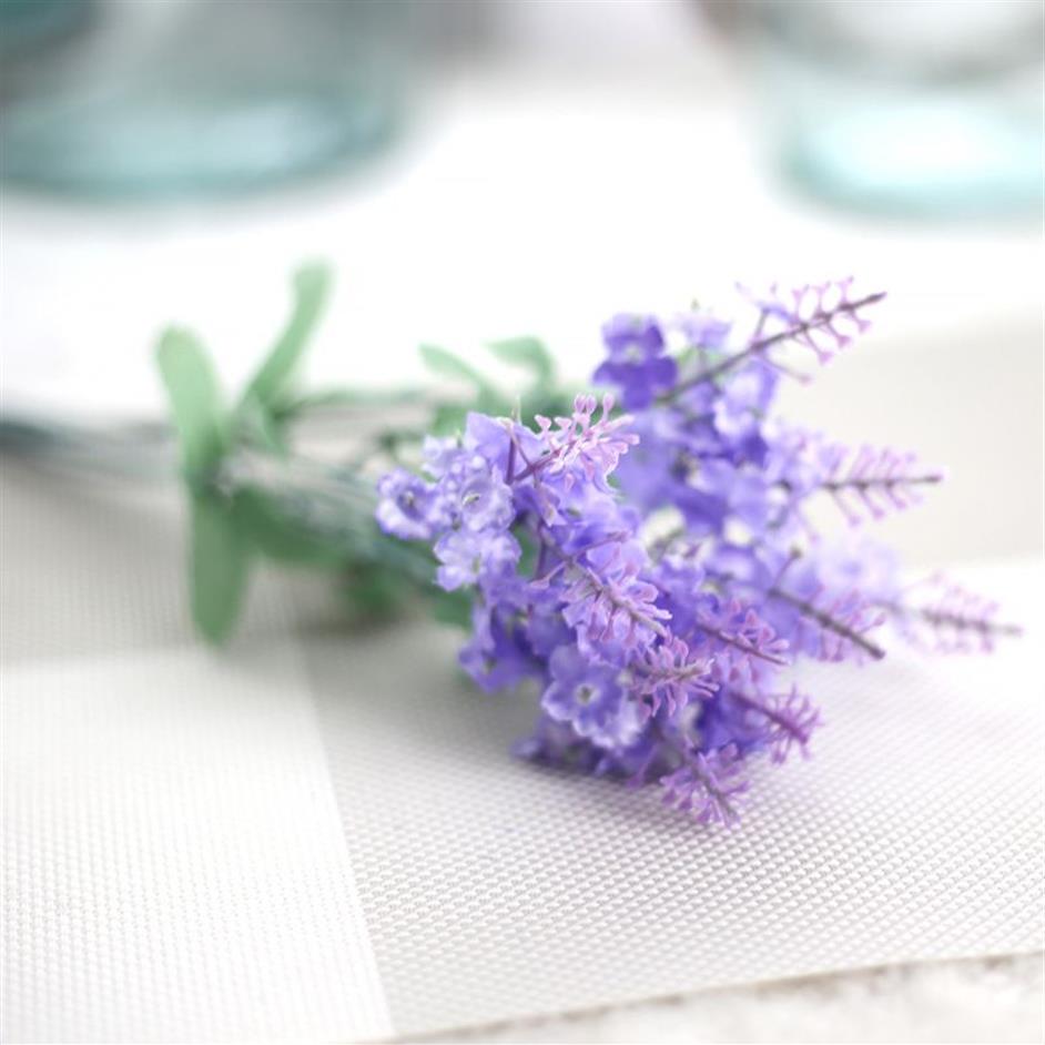 5st 10 Heads Artificial Flower Lavender Branch Simulation Lavender Bouquet Fake Flower Wall Wedding Decorative Silk Bouquet251C