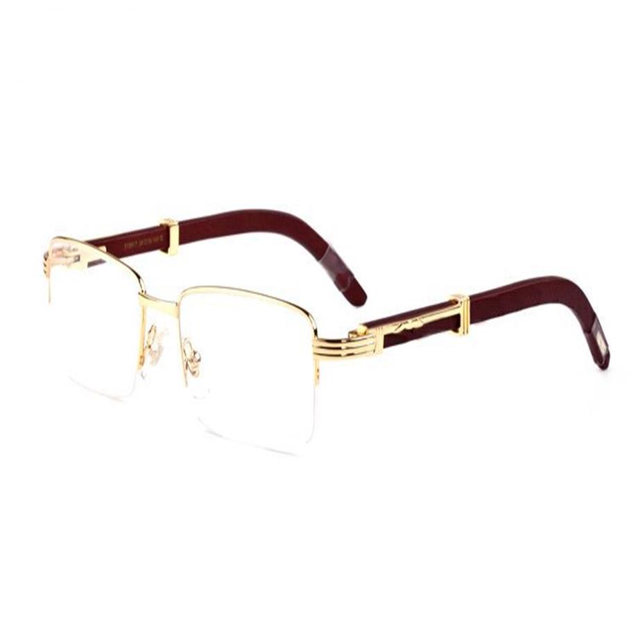 Wood Solglasögon män kvinnor semi rimless bambu solglasögon för män kvinnor buffel horn glasögon med låda fodral oculos de sol masculino192j