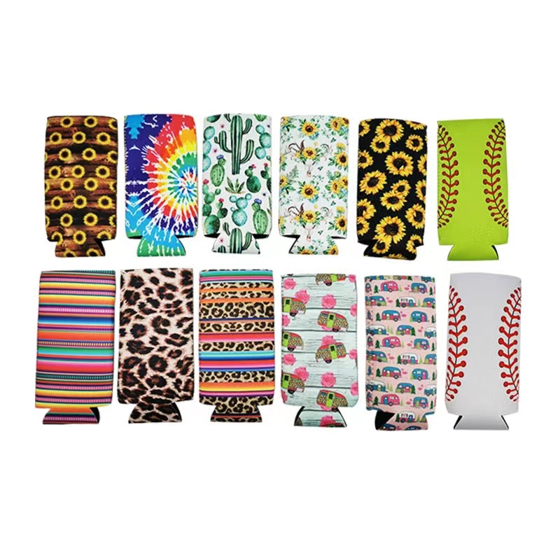 Bar Slim Can Sleeve Sunflower Neoprene Isolator Cooler Baseball Cans Holder Water Flaskor täcker Bottle Case Pouch Leopard Flower CCJ2080