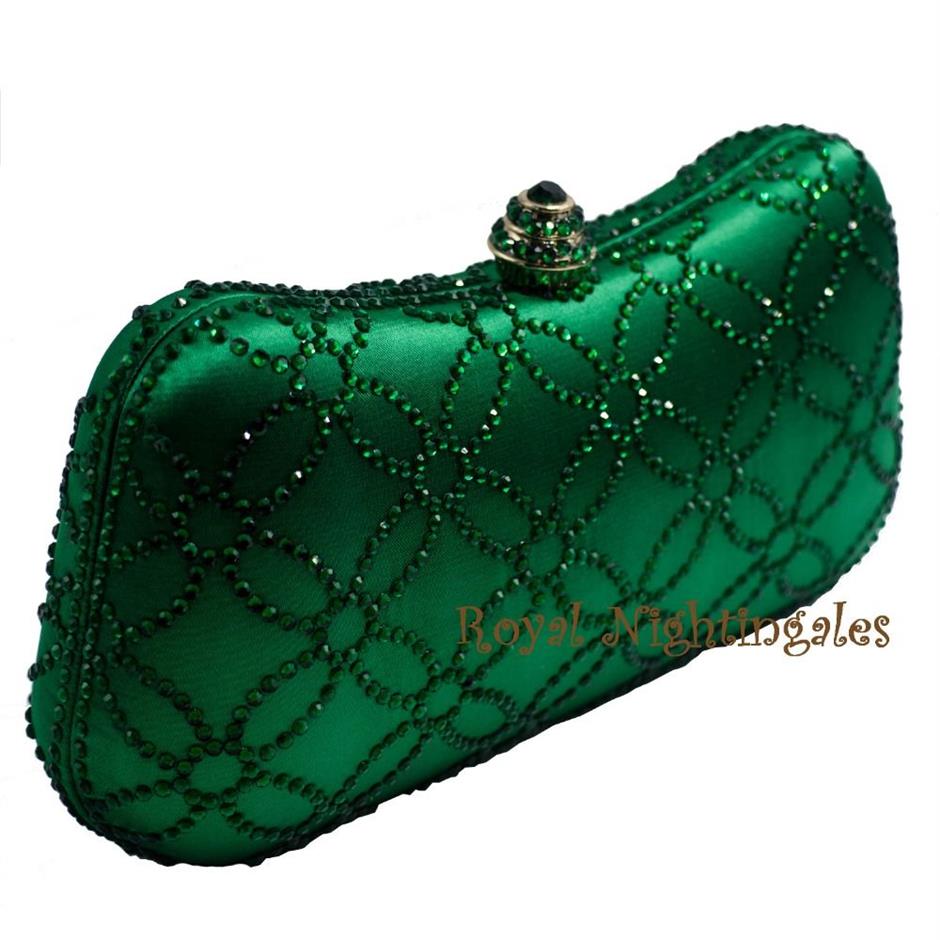 Flor inteira esmeralda verde escuro strass cristal embreagem sacos de noite para festa de casamento das mulheres bolsa de cristal nupcial e box286f