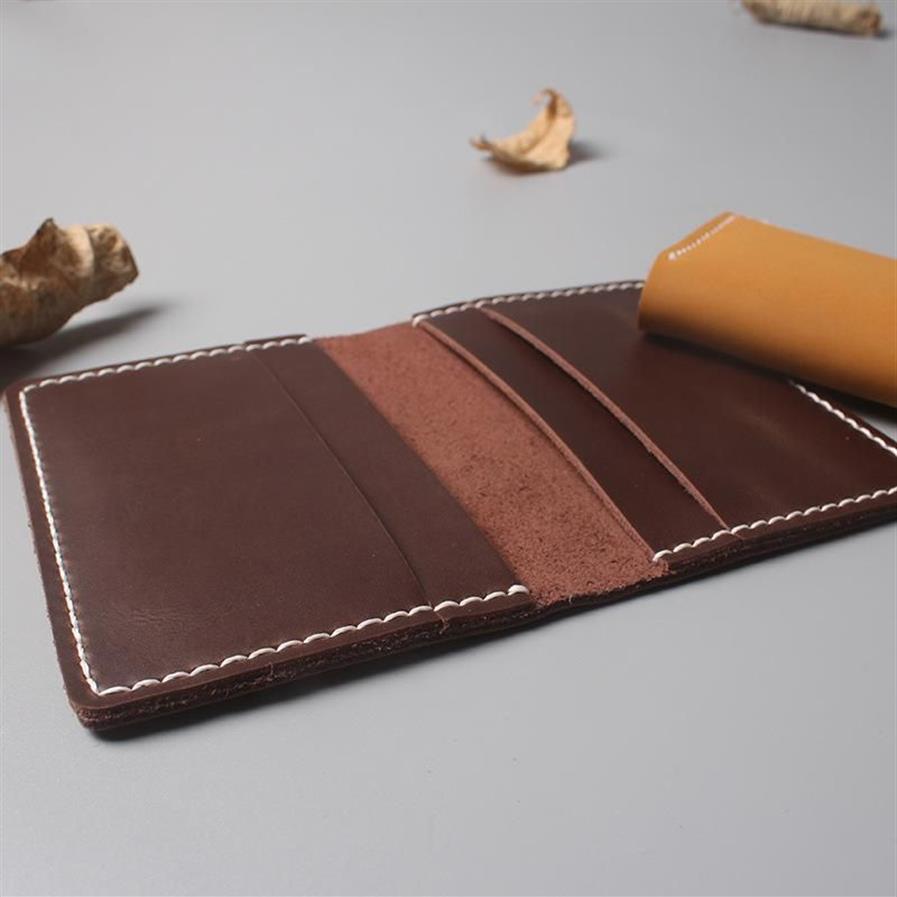 Card Holders Designer Minimalist Genuine Leather Holder Id Bus Wallet Handmade Case283Y