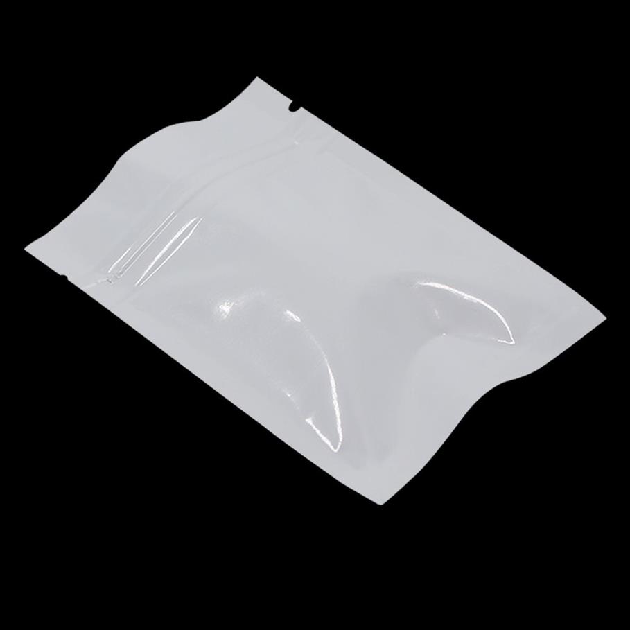 biała aluminiowa folia ziplock paczka żywnościowa torba do samozwańca zamek błyskawiczny Mylar Foil Bag na cukierki Dookies Opakowanie herbaty 201021255v