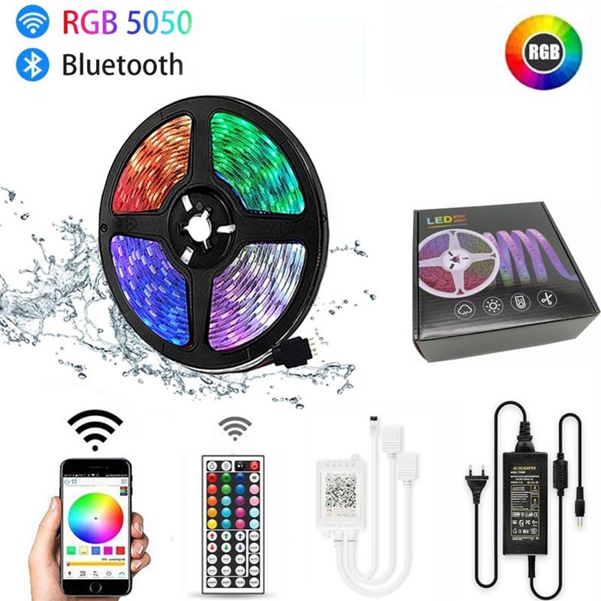 5M 10M HA CONDOTTO LA Luce di Striscia SMD 5050 Nastro Flessibile luci a led FAI DA TE Ha Condotto La Luce di Striscia RGB Diodo a Nastro DC 12V Telefono app bluetooth260s