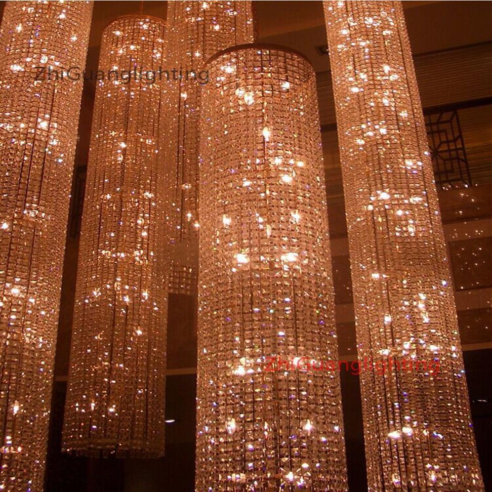 كبيرة كبيرة من الثريا الكريستال ضوء LAMDA LED مصباح LED EL CRYSTAL LAMP لمشروع Project Hallway Staircase الثريات