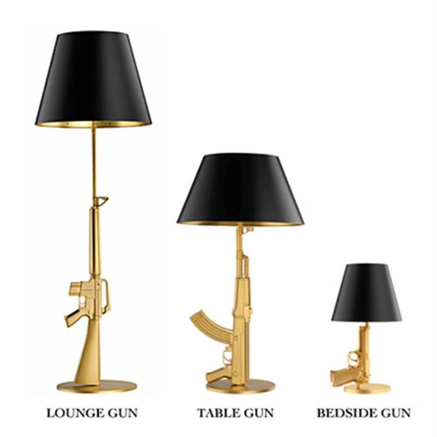 Moderne vintage Gun Tafellamp Gegalvaniseerde Design Bureaulamp Goud Zilver Metaal Decor voor Woonkamer Lezen Slaapkamer Bedside247D