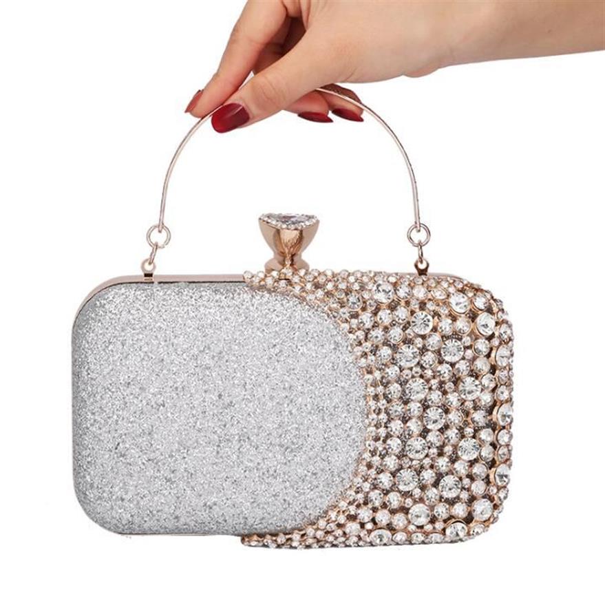 Kvinnor Evening Clutch Bag Gorgeous Pearl Crystal Beading Bridal Wedding Party Bags Crossbody Handbags243n