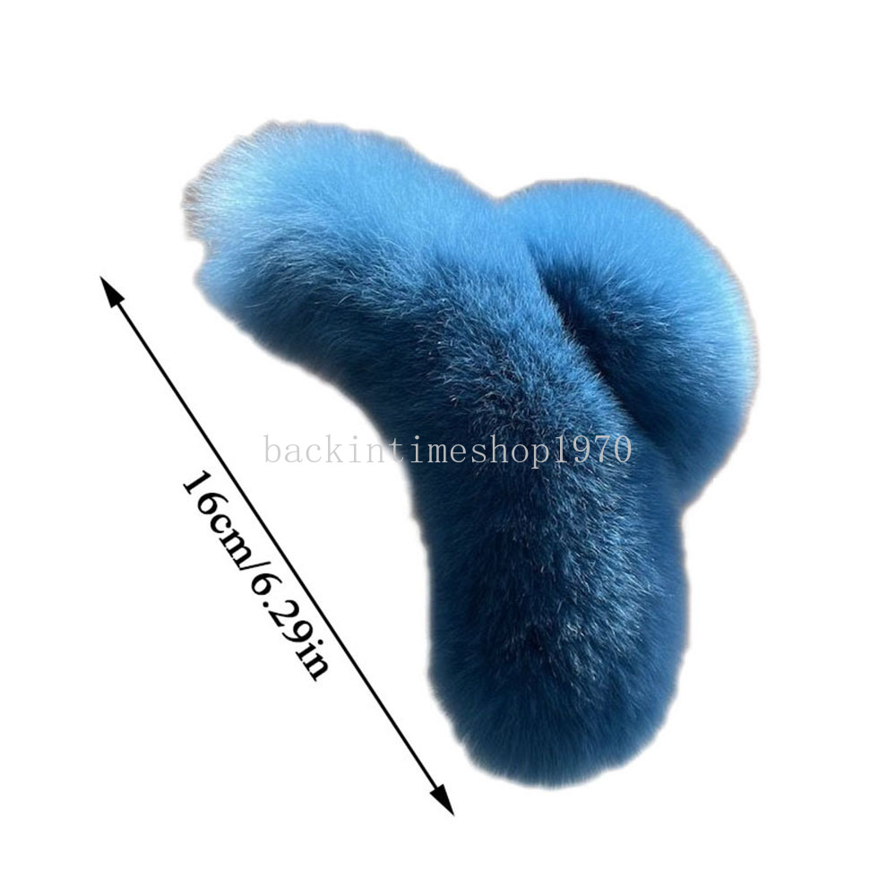 Egelant Pince à cheveux en peluche surdimensionnée en peluche pour queue de cheval, grandes épingles à cheveux en fausse fourrure, pince à cheveux en forme de requin, pince à cheveux en fourrure de lapin, 16 cm de large