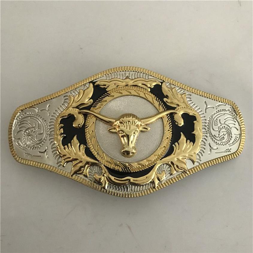 1 szt. Wielki rozmiar Złoty Bull Head Western Belt Kluska dla Cintura Cowboy212g