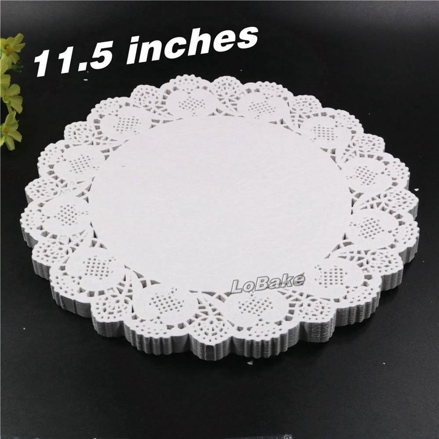 Intero- confezione Nuovo 11 5 pollici rotondi a forma di fiori bianca design cavo di carta doliesmat la cucina set de tab253w