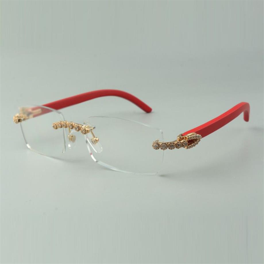 Designer bouquet diamond glasses Frames 3524012 with red wood temples and 56mm lens224e