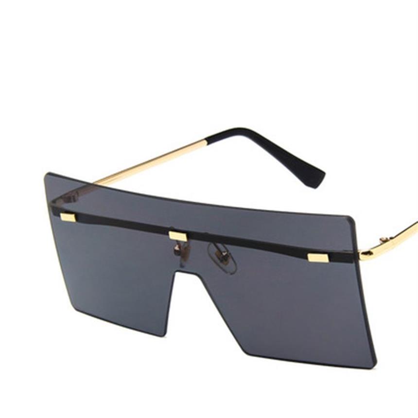 Unissex moda oversized quadrado sem aro óculos de sol feminino topo plano grande óculos de sol viagem gradiente uv400245u