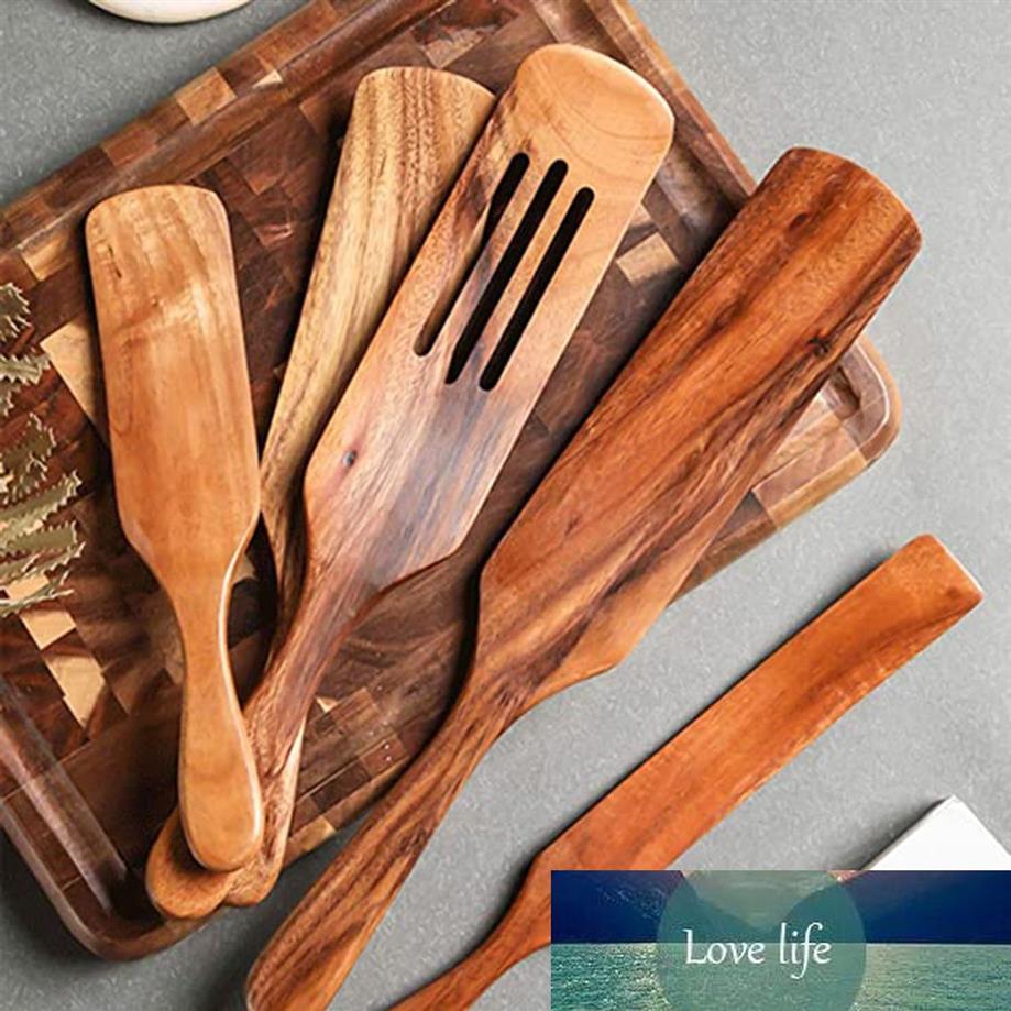 Set di utensili da cucina in legno Set da cucina in legno di acacia Utensili da cucina in legno antiaderenti Spatola Spatola in legno scanalato287p