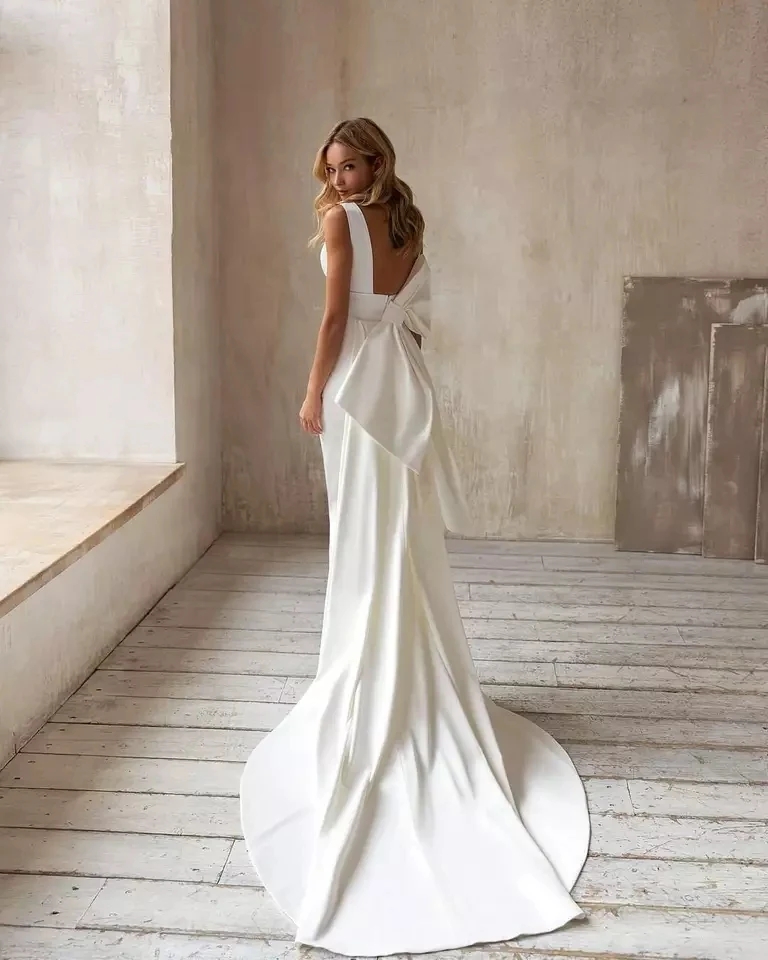 Robe De mariée sirène avec traîne détachable, col en v, élégante, blanche, ivoire, style Boho, Simple, sans manches